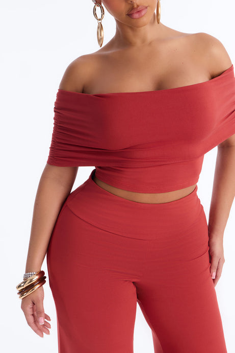Nola Off Shoulder Pant Set - Rust