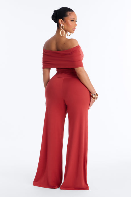 Nola Off Shoulder Pant Set - Rust