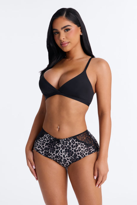 The Right Way Microfiber Lace Boyshort Panty - Grey/combo
