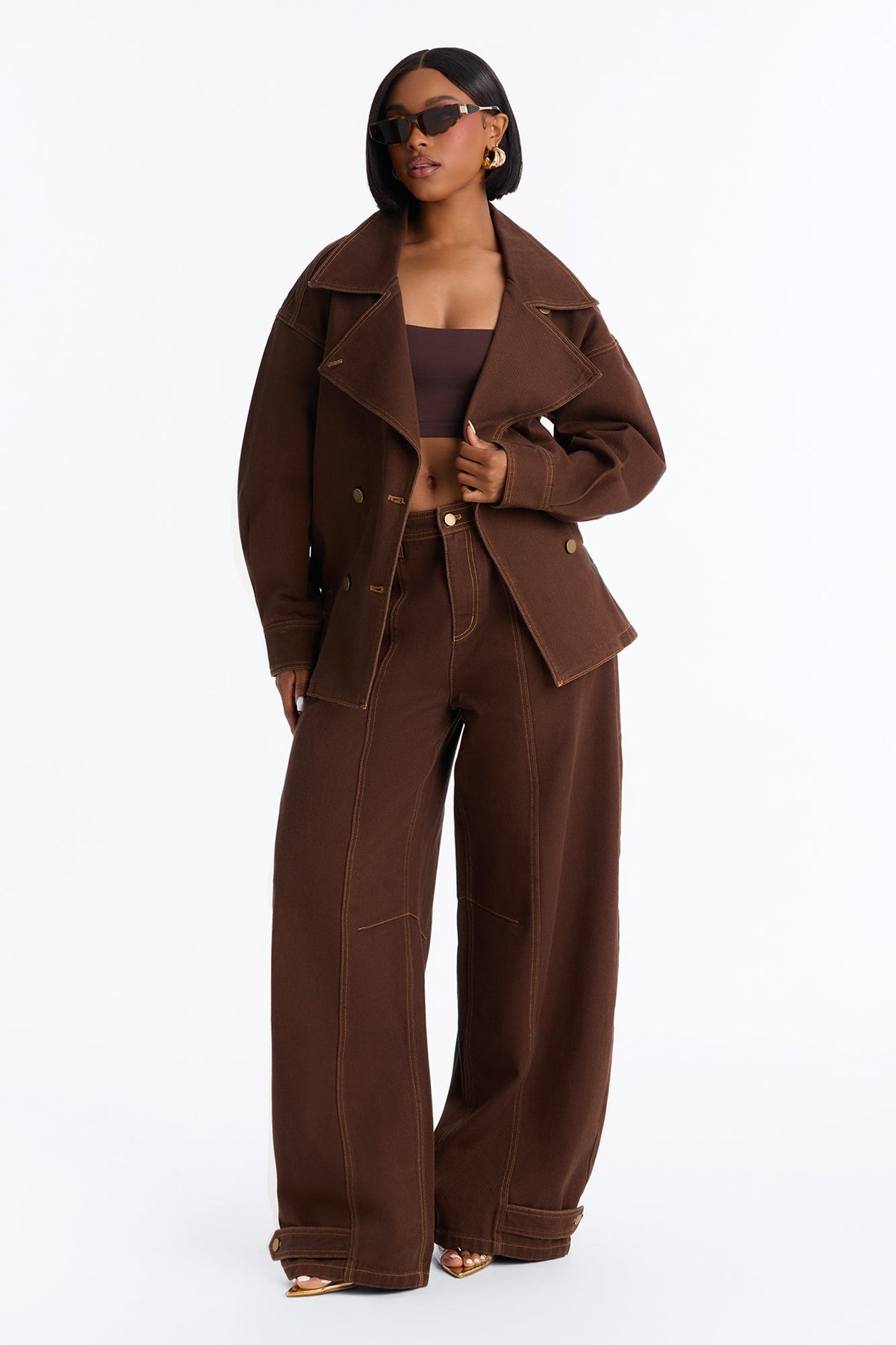 City Limits Belted Trench Jacket - Brown