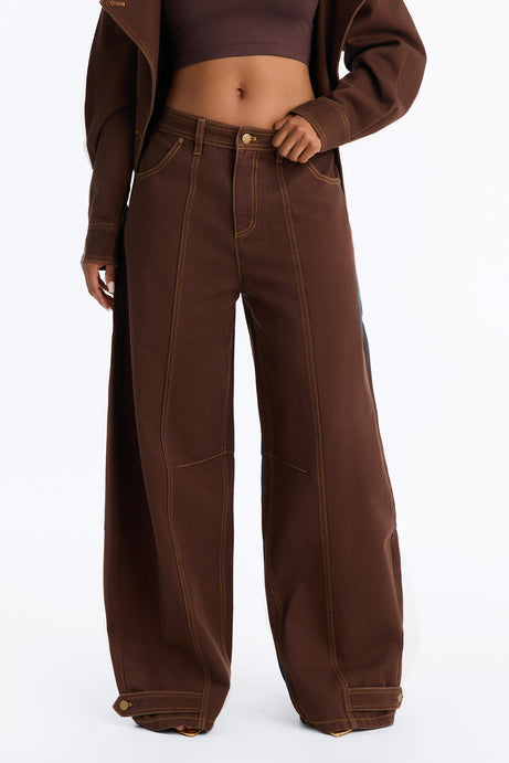 City Limits Barrel Leg Twill Pant - Brown