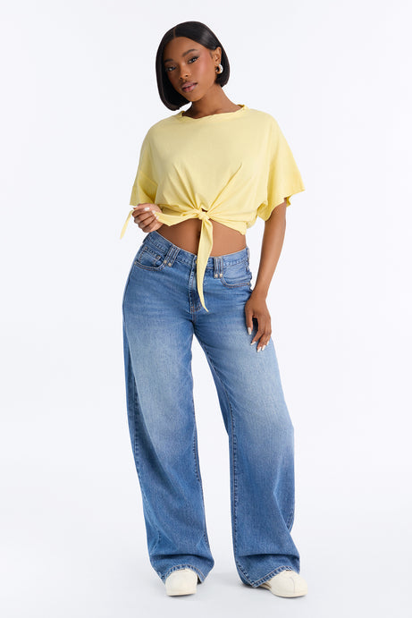 Emily Tie Front Top - Butter Yellow