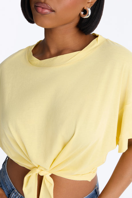 Emily Tie Front Top - Butter Yellow