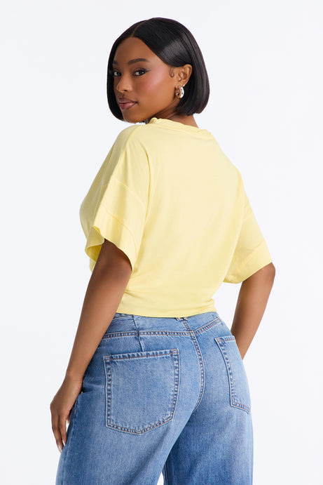 Emily Tie Front Top - Butter Yellow