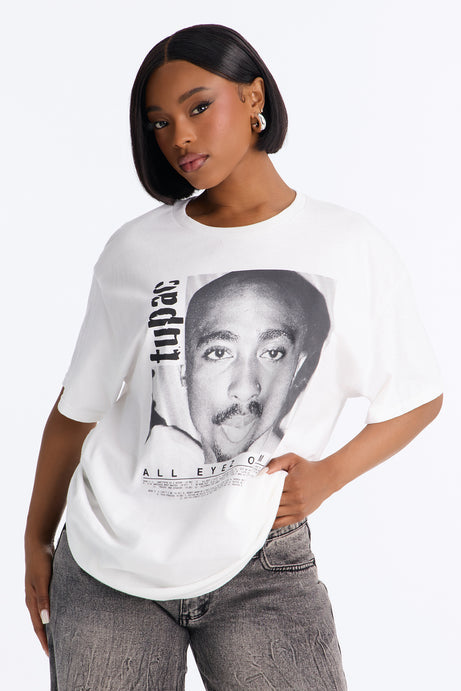 Tupac All Eyes On Me Oversized Tee - White