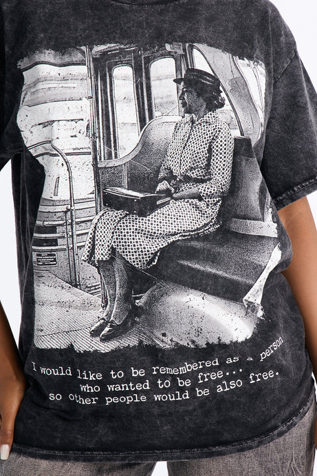 Rosa Parks Remembered Washed Oversized Tee - Charcoal