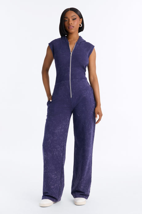 Melanie Sleeveless Hooded Terry Jumpsuit