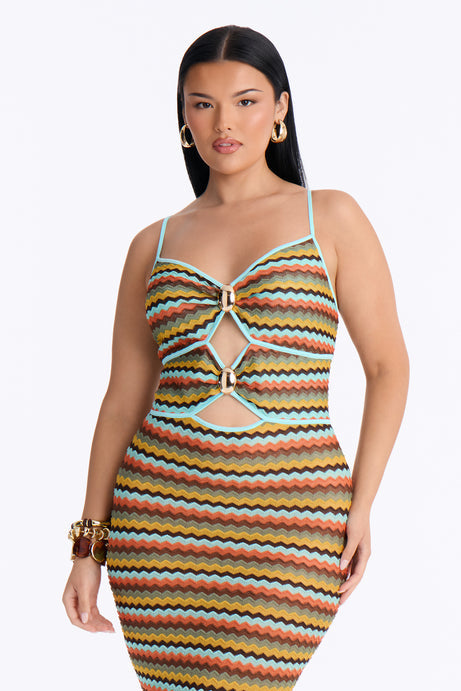 Aria Striped Crochet Maxi Dress
