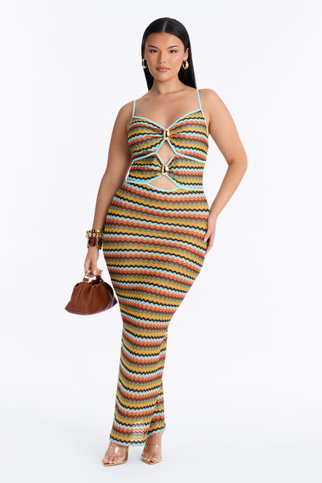 Aria Striped Crochet Maxi Dress