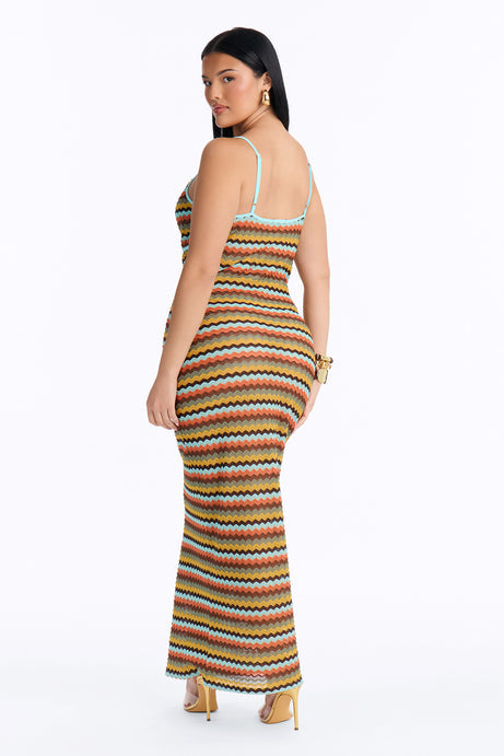 Aria Striped Crochet Maxi Dress