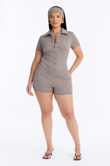 Polished And Paid 2 Piece Short Sleeve Romper - Chocolate