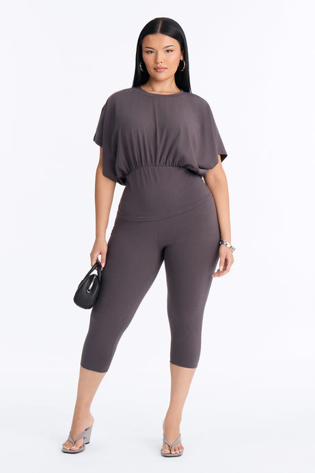 Tiana Cinched Capri Set - Charcoal