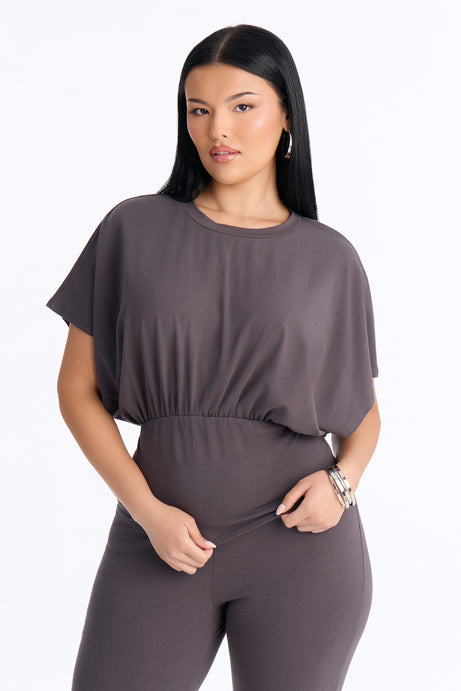 Tiana Cinched Capri Set - Charcoal