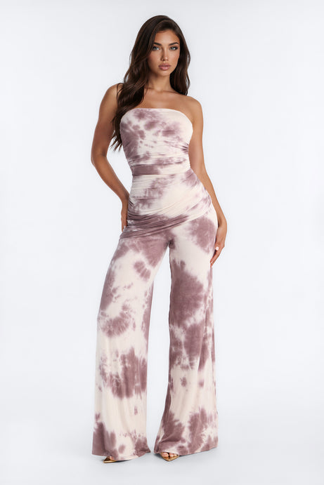Tie Dye Dreams Strapless Jumpsuit - Brown