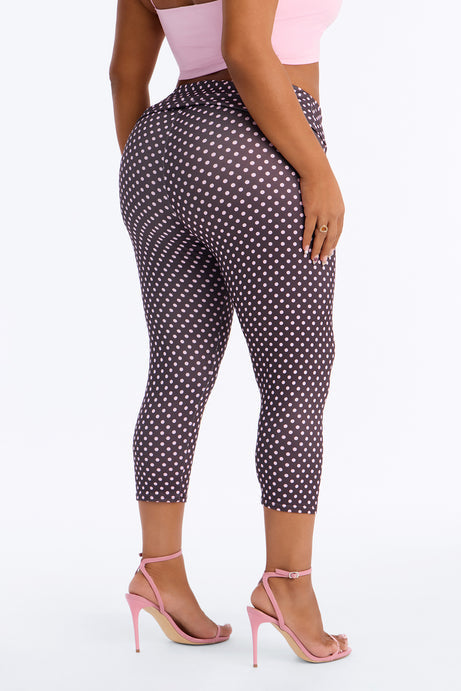 Sweet Spot Low Rise Foldover Capri Leggings - Brown Combo