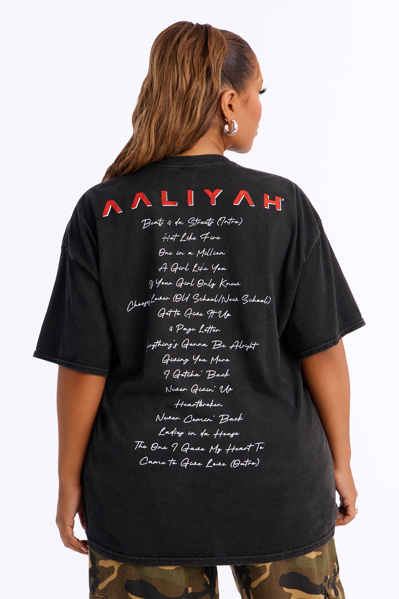 Aaliyah On Tour T-Shirt - Black