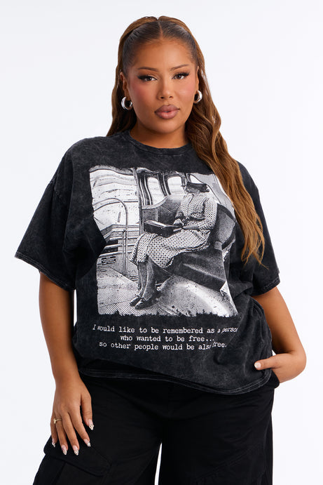 Rosa Parks Remembered Washed Oversized Tee - Charcoal