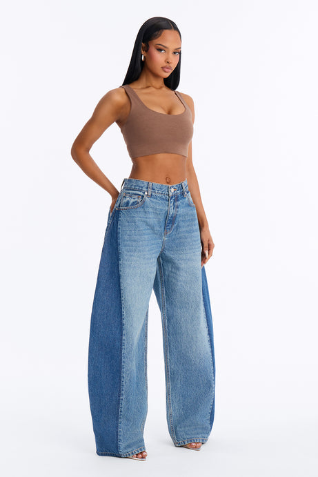 London Edition Two Tone Wide Leg Jeans