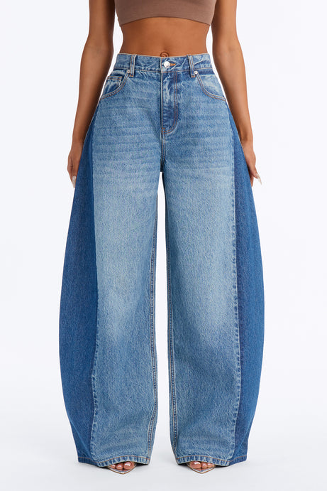 London Edition Two Tone Wide Leg Jeans