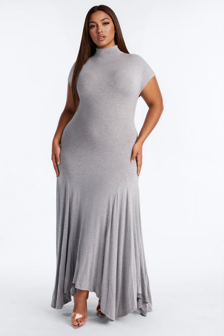 Subtle Statement Mock Neck Maxi Dress
