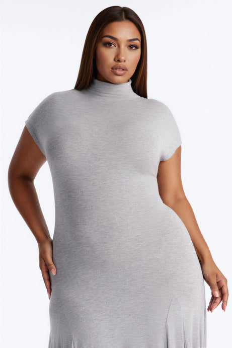 Subtle Statement Mock Neck Maxi Dress