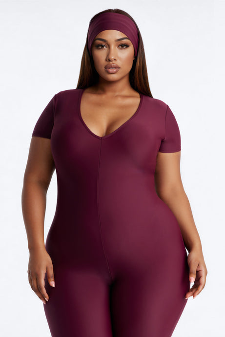 Mia Plunge Neck 2 piece Capri Jumpsuit