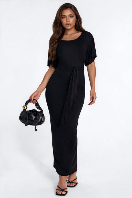 Kennedy Tie Waist Maxi Dress - Black