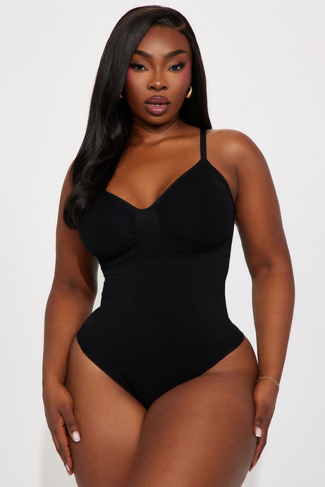 Nova Sculpt Compression Thong Shapewear Bodysuit - Black