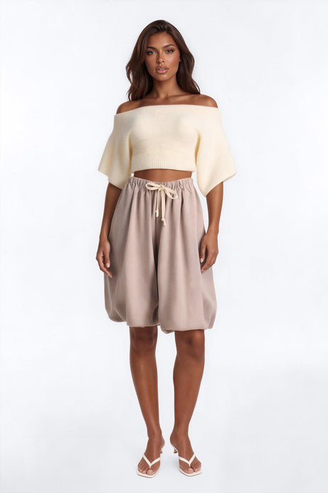 Andie Bubble Hem Bermuda Short - Stone