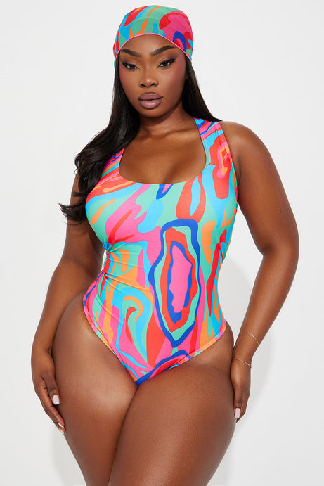 Kairi Headscarf & 1 Piece Swimsuit Set - Multi Color