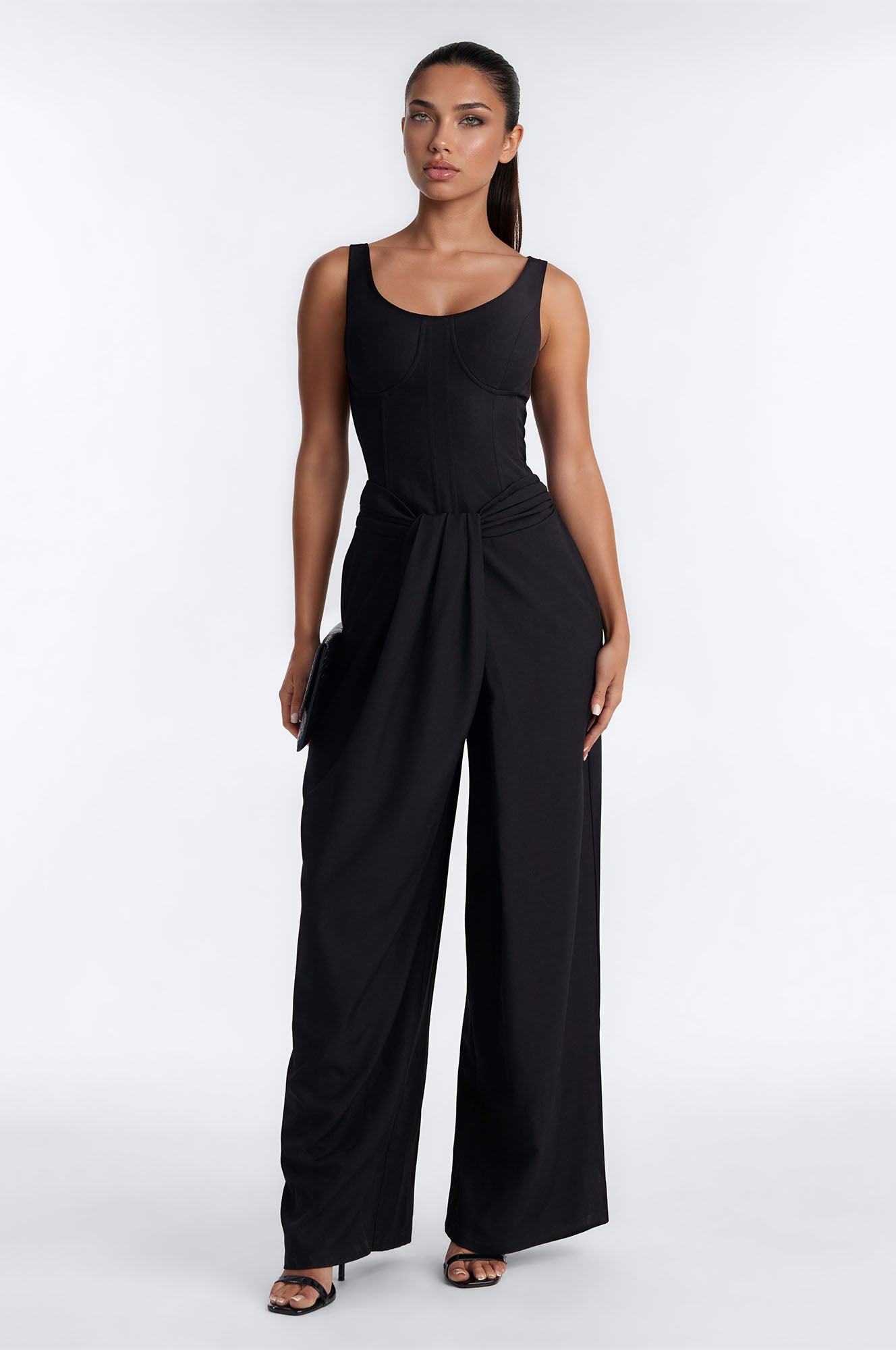 Jessa Twist Front Wide Leg Jumpsuit