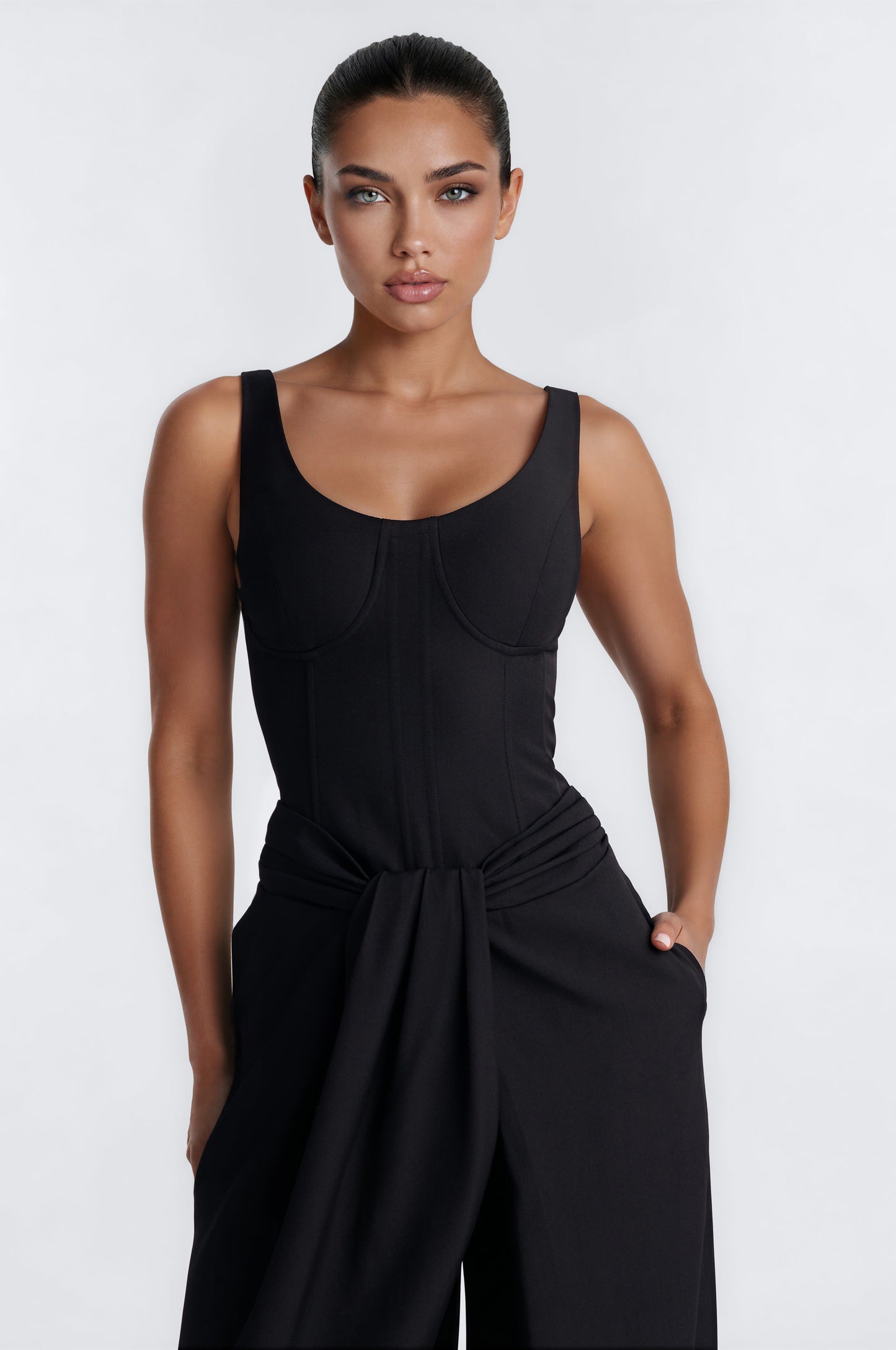 Jessa Twist Front Wide Leg Jumpsuit