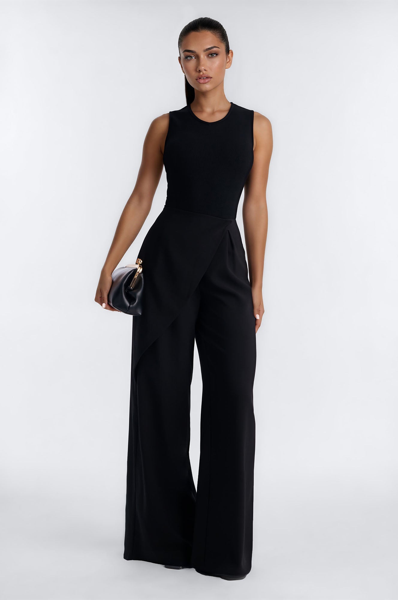 Jessa Twist Front Wide Leg Jumpsuit