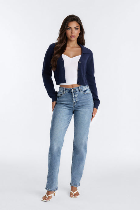 Slowing Down Collar Cropped Cardigan
