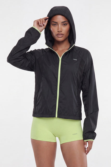 Nylon Light Weight RipStop Zip Up Hooded Running Jacket
