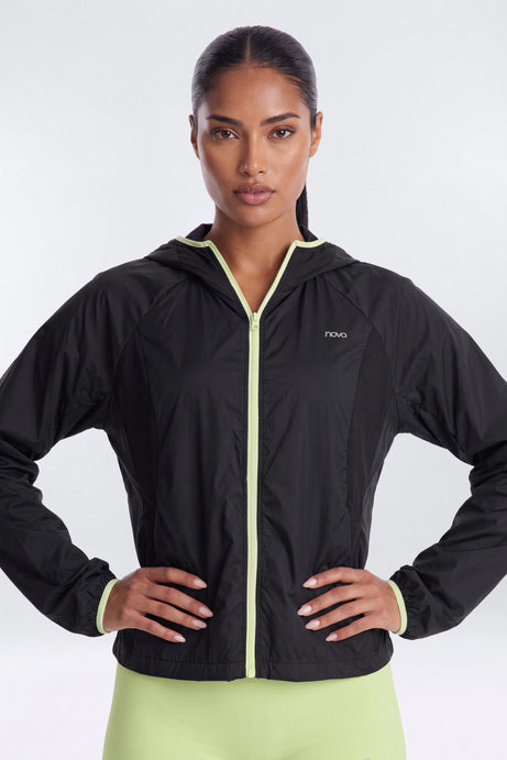 Nylon Light Weight RipStop Zip Up Hooded Running Jacket