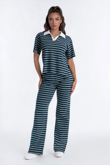 Kennedy Striped Polo Pant Set