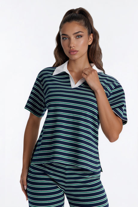 Kennedy Striped Polo Pant Set