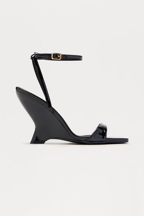 Alia Ankle Strap Wedges - Black
