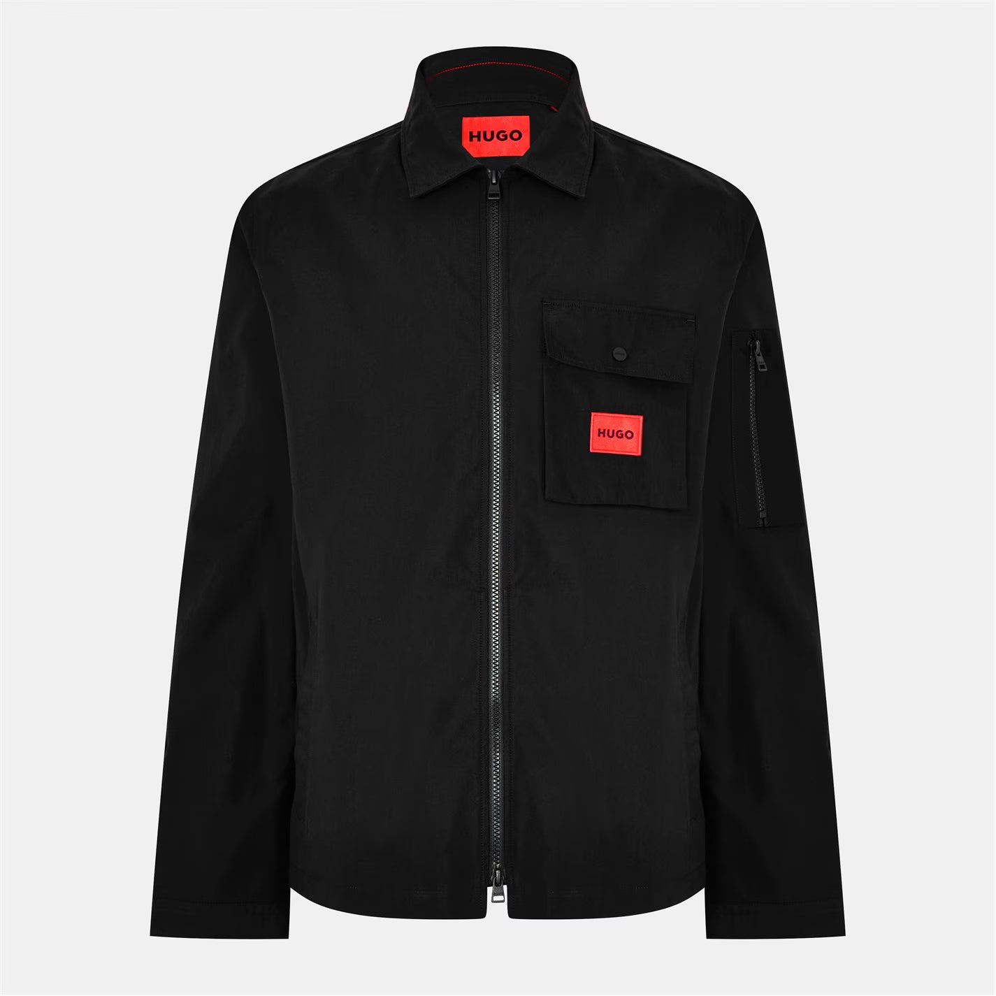 Men's Emmond Red Cotton Long Sleeve Zip Overshirt