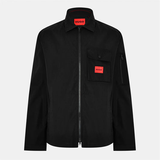 Men's Emmond Red Cotton Long Sleeve Zip Overshirt