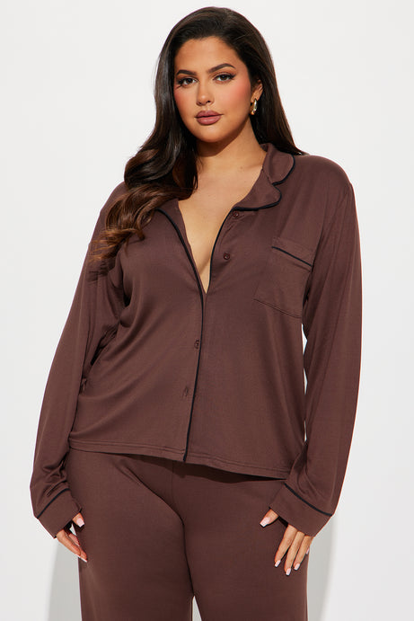 In The Morning PJ Pant Set - Chocolate