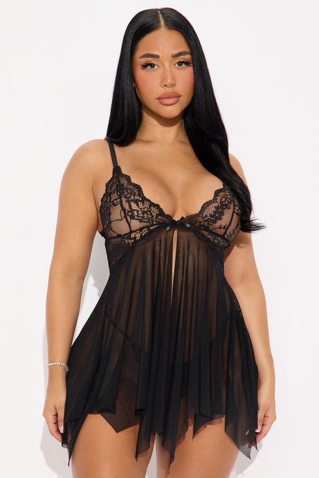 Tired Of Teasing Flyaway Babydoll - Black