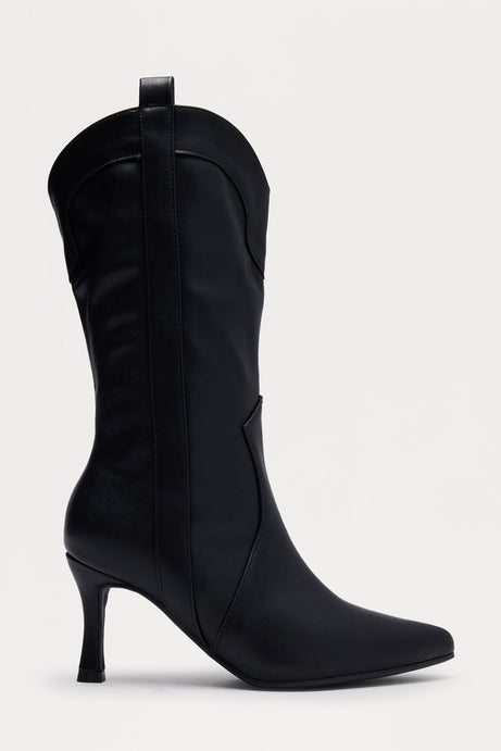 Kay Stiletto Cowboy Boots - Black