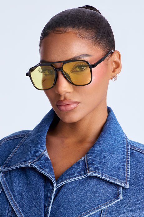 Payton Aviator Sunglasses - Black/Yellow