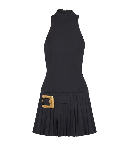 Virgin Wool Belt-Detail Mini Dress