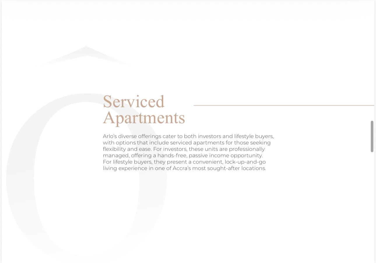 Arlo Cantonment — Studio 1-2-3 Bedroom Ultra Luxury Serviced Apartments — Penthouses — World Class Lifestyle Amenties — Cantonment Accra Ghana