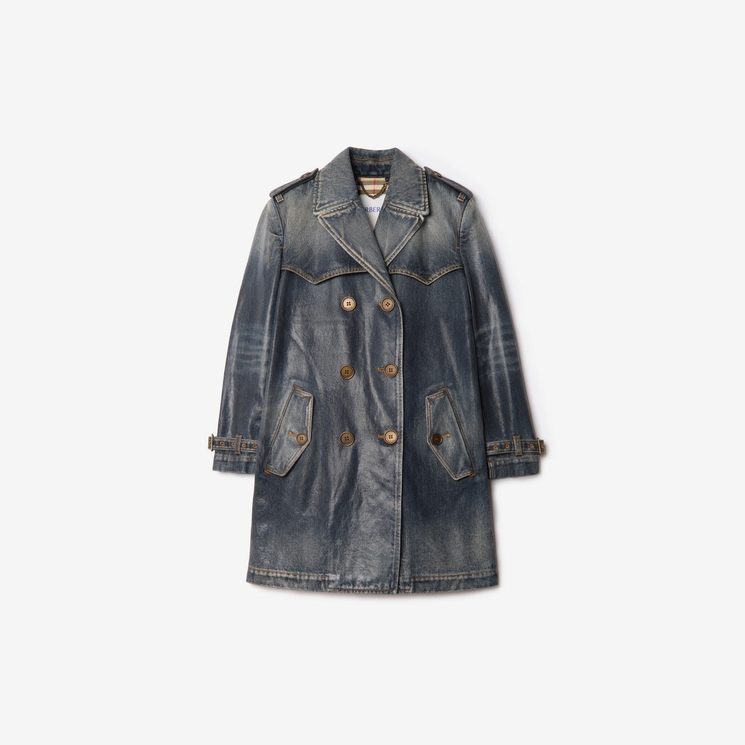 Short Coated Denim Trench Coat