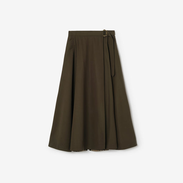 Wool Twill Midi Skirt