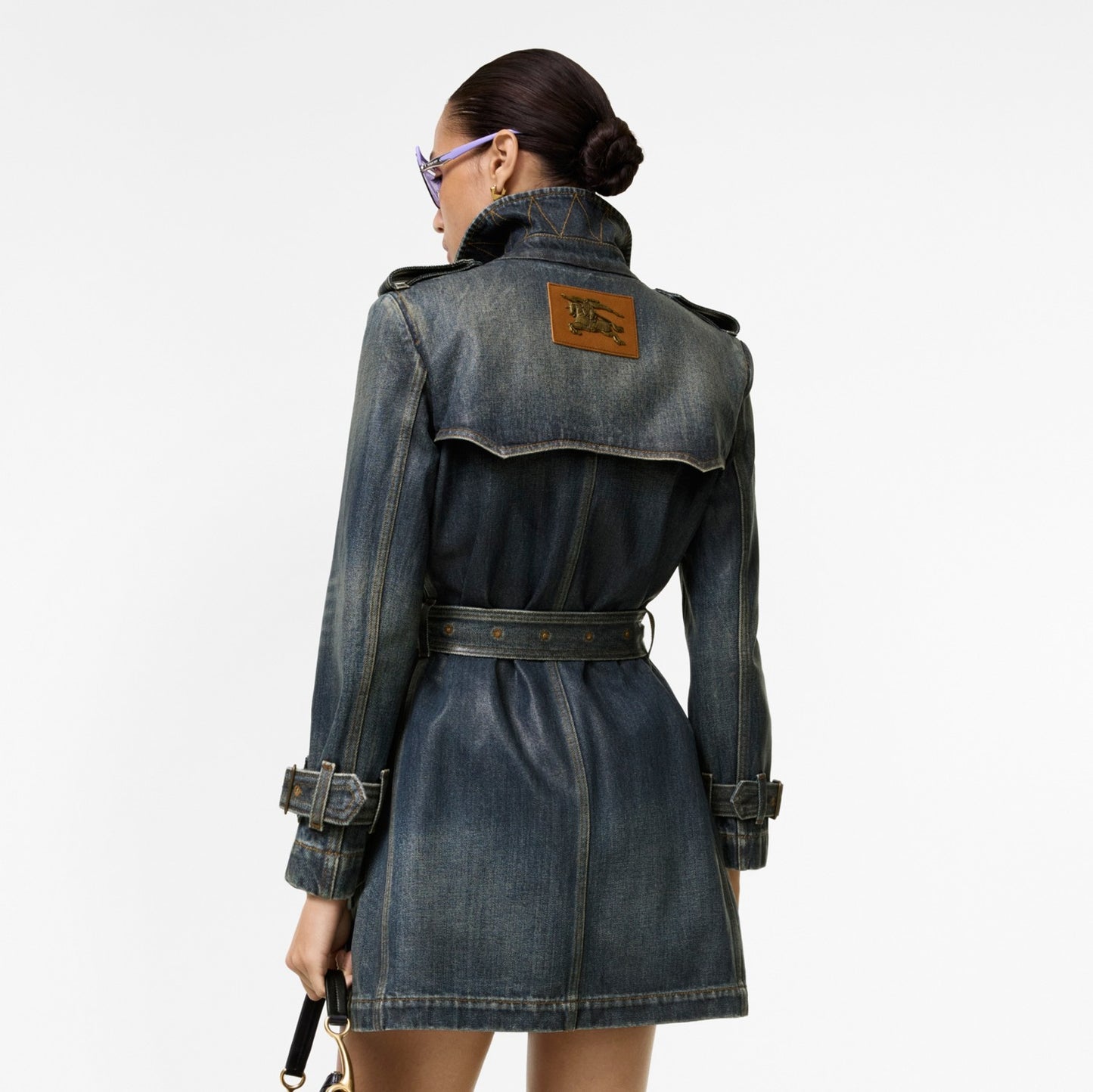 Short Coated Denim Trench Coat